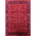 Ahgly Company Indoor Rectangle Mid-Century Modern Bright Maroon Red Oriental Area Rugs 3 x 5