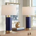 360 Lighting Gilson 24 1/2 High Modern Coastal Table Lamps Set of 2 Gold Textured Blue Finish Ceramic Living Room Bedroom Bedside