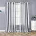 HOMERRY 52 W x 54 L Sheer Curtains Vertical Stripe Voile Yarn Dyed Faux Linen Textured Light Filtering Window Drapes for Bedroom Navy Blue 2 Panels
