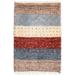 Hand Knotted Beige Wool Rug 1 X 2 Southwestern Gabbeh Striped Small Carpet