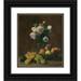 Henri Fantin-Latour 15x17 Black Ornate Wood Framed Double Matted Museum Art Print Titled - Still Life; Vase of Roses Peaches and Grapes (1894)