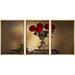 wall26 - 3 Piece Framed Canvas Wall Art - Beautiful Still Life with Jug and White and Red Roses - Modern Home Art Stretched and Framed Ready to Hang - 24 x36 x3 Natural