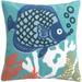 Levtex Home - Sancti Petri - Decorative Pillow (18 X 18in.) - Tropical Fish - Navy Coral Seafoam Green and White