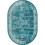 Unique Loom Bosphorus Imperial Rug Blue/Ivory 5 3 x 8 Oval Border Bohemian Perfect For Dining Room Bed Room Kids Room Play Room