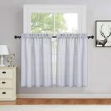 Faux Linen Textured Kitchen Curtains 36 Inches Farmhouse Tier Window Curtains Cafe Curtains Heavy Duty Natural Design Bathroom Window Curtains Short Curtain 26 W x 36 L Grey Set of 2