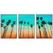 wall26 - 3 Piece Framed Canvas Wall Art - California Sunset Palm Tree Rows in Santa Barbara US - Modern Home Art Stretched and Framed Canvas Ready to Hang - 24 x36 x3 White