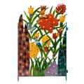 iOPQO Card Slot Colorful Metal 3-Panel Butterfly And Flower Garden Screen Butterfly Garden Screen A A