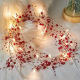 7ft Lighted Winter Garland with Red Berry and Pinecone Accents Indoor or Outdoor Christmas Decor
