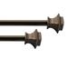 Deco Window 28 to 48 Inches 2 Pack Adjustable Curtain Rods for Windows with Square Finials & Bracket Set (5/8 Diameter Brown Oil Rubbed)