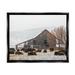 Stupell Industries Snow Dusted Barn Buffalo Bison Rural Farm Photograph Jet Black Floating Framed Canvas Print Wall Art Design by Jeff Poe Photography