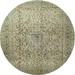 Ahgly Company Indoor Round Traditional Dark Green Persian Area Rugs 3 Round