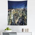 Urban Tapestry Modern Cityscape After Sunset Manhattan New York USA Architectural View Fabric Wall Hanging Decor for Bedroom Living Room Dorm 5 Sizes Yellow Tan Dark Blue by Ambesonne