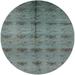 Ahgly Company Indoor Round Mid-Century Modern Light Slate Gray Oriental Area Rugs 4 Round