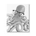 Stupell Industries Monochrome Octopus Illustration Black White Glasses Design 30 x 40 Design by Annalisa Latella