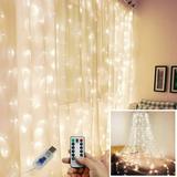 HEVIRGO 300LED 3x3Meter Curtain Strings Light USB 8-Mode Fairy Lamp with Remote Control Multicolor