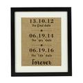 Darling Souvenir Important Dates Burlap Print Wall Decor Forever Relationship Personalized Anniversary Gift-Burlap Print with Frame(8 x 10 Inches)