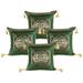 Stylo Culture Indian Brocade Decorative Throw Pillow Sham Covers Dark Green Gold 18x18 Jacquard Tassels Sofa Cushion Covers 45 x 45 cm Polydupion Silk Zippered Elephant Pillow Cases | Set Of 4