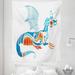 Cartoon Tapestry Oriental Design Mythologic Dragon Geometric Mosaic Method Fabric Wall Hanging Decor for Bedroom Living Room Dorm 5 Sizes Multicolor by Ambesonne