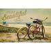 San Clemente California Life is a Beautiful Ride Beach Cruisers (12x18 Wall Art Poster Room Decor)