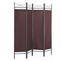 Kadyn 4 Panel Partition Room Separators Black Folding Indoor Divider for Home Office Room Divider for Living Room Brown