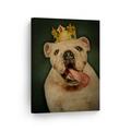 Smile Art Design Portrait of King White English Bulldog with Crown Animal Canvas Wall Art Print Pet Owner Dog Lover Mom Dad Gift Living Room Bedroom Kids Baby Nursery Room Decor - 40x30