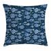 Ocean Throw Pillow Cushion Cover Sealife Marine Navy Image with Tropic Fish Moss Leaves Artwork Image Decorative Square Accent Pillow Case 16 X 16 Blue Indigo by Ambesonne