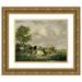 Jan van Ravenswaay 24x20 Gold Ornate Framed and Double Matted Museum Art Print Titled - Meadow with Animals (1820 - 1837)