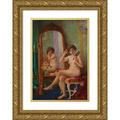 Robert Voelcker 11x14 Gold Ornate Wood Frame and Double Matted Museum Art Print Titled - Im Boudoir