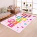 Kids Play Mat Hopscotch Area Rug Soft Plush Playroom Carpet Non-Slip Children Numbers Educational & Fun Throw Rugs for Girls Bedroom Decor Nursery