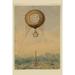 Print: Captive Balloon With Clock Face And Bell Floating Above The Eiffel