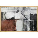 wall26 Framed Canvas Print Wall Art Minimal Grunge Gray Brown Color Block Collage Abstract Shapes Illustrations Modern Art Decorative Contemporary for Living Room Bedroom Office - 16x24 Natural
