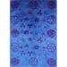 Ahgly Company Indoor Rectangle Mid-Century Modern Blue Orchid Blue Oriental Area Rugs 2 x 3