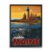 Stupell Industries Explore Maine Distant Ocean Lighthouse Beacon Travel Graphic Art Black Framed Art Print Wall Art Design by David Owens Illustration