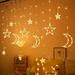 Viworld Curtain String Lights 138LED Warm White Star Moon Fairy Lights with Remote for Bedroom Wall Wedding Outdoor Party Ramadan Decorations Light