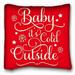 WinHome Baby It s Cold Outside Holiday Throw Pillow Square Decorative Throw Pillow Cover Retro Pillowcase Cushion Cover Size 20x20 Inches Two Side Print