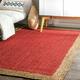 Avgari Creation Red Rug Rectangle Natural Jute Braided Style Runner rug Area Carpet Rag Rug Door Mat-(Rectangle Shape-72x108 Inch)