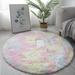 Gerich 1.4*1.4 FT Ultra Soft Rainbow Rug for Girls Bedroom Anti-Skid Circle Round Shaggy Carpet for Baby Nursery Playroom Girls Room Decor Colored