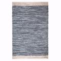 Lush Ambience Yashi Indoor Rag Area Rug | Hand Woven Ecofriendly Recycled Polyester Rug for Indoor Outdoor Use | 5X8 Ft | Grey & Beige