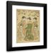 ChÅ�bunsai Eishi 17x24 Black Modern Framed Museum Art Print Titled - The Courtesan Hanaogi of the Ogiya with Child Attendants Yoshino and Tatsuta (C. 1793)