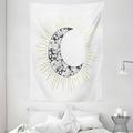 Moon Rays Tapestry Floral Crescent Print Ornamented with Rose Flowers Inside Wall Hanging for Bedroom Living Room Dorm Decor 60W X 80L Inches Charcoal Grey White and Sand Brown by Ambesonne