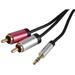 PRO SIGNAL Slim 3.5mm Stereo Plug to 2x Phono (RCA) Plug Lead 10m Black