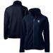 Women's Cutter & Buck Navy Los Angeles Chargers Throwback Logo Cascade Eco Sherpa Fleece Full-Zip Jacket