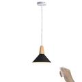 FSLiving USB Charging Dimmable Cordless Remote Control Battery LED Pendant Light Fixture Low-Voltage 5V LED Modern Design Black Ceiling Light for Laundry Dorm Bedroom Easy to Install-1 Light