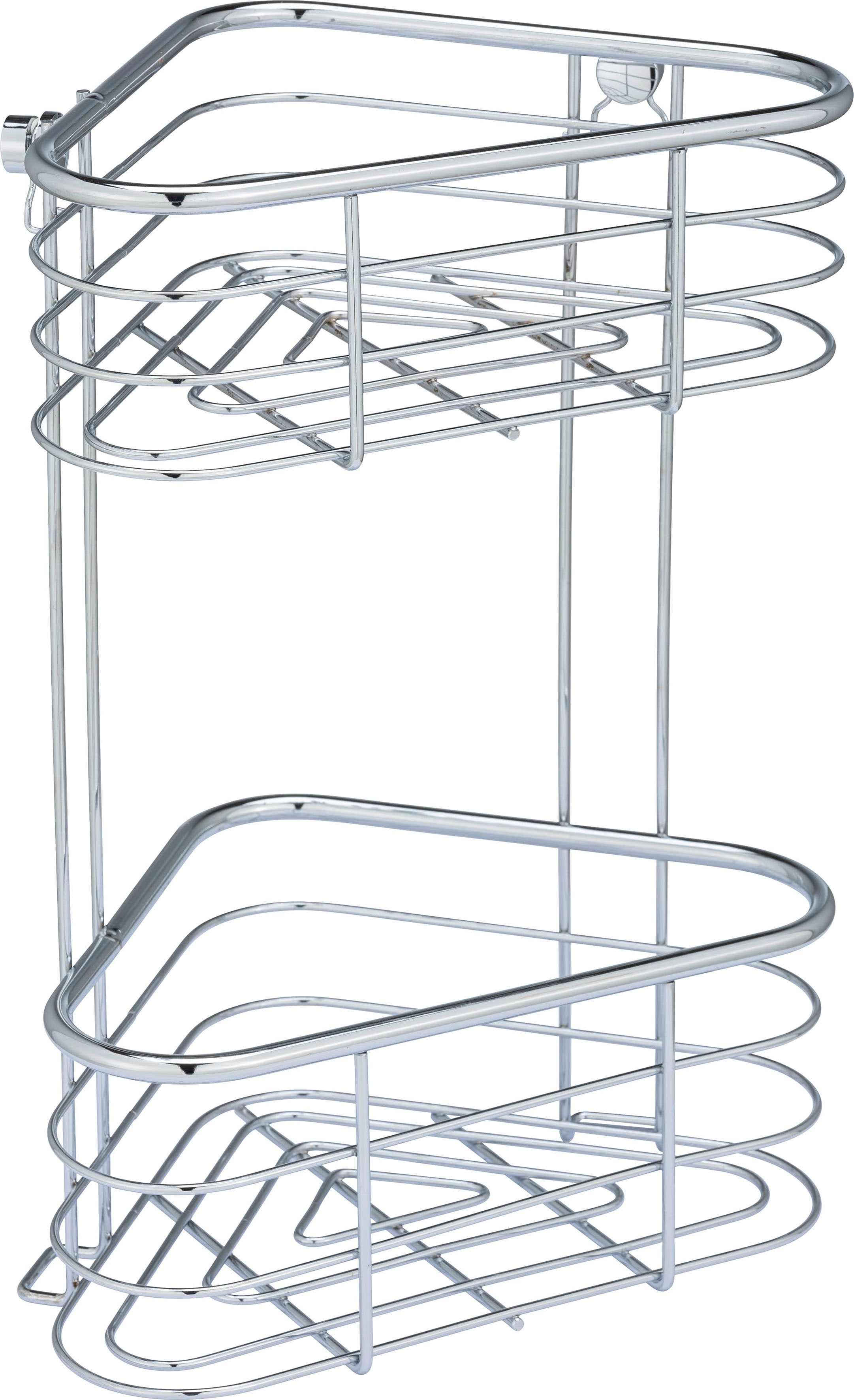 Badregal WENKO "Trestina", silber (silberfarben), B:25cm H:35cm T:16,5cm, Edelstahl, Regale, Eckablage, 2 Etagen