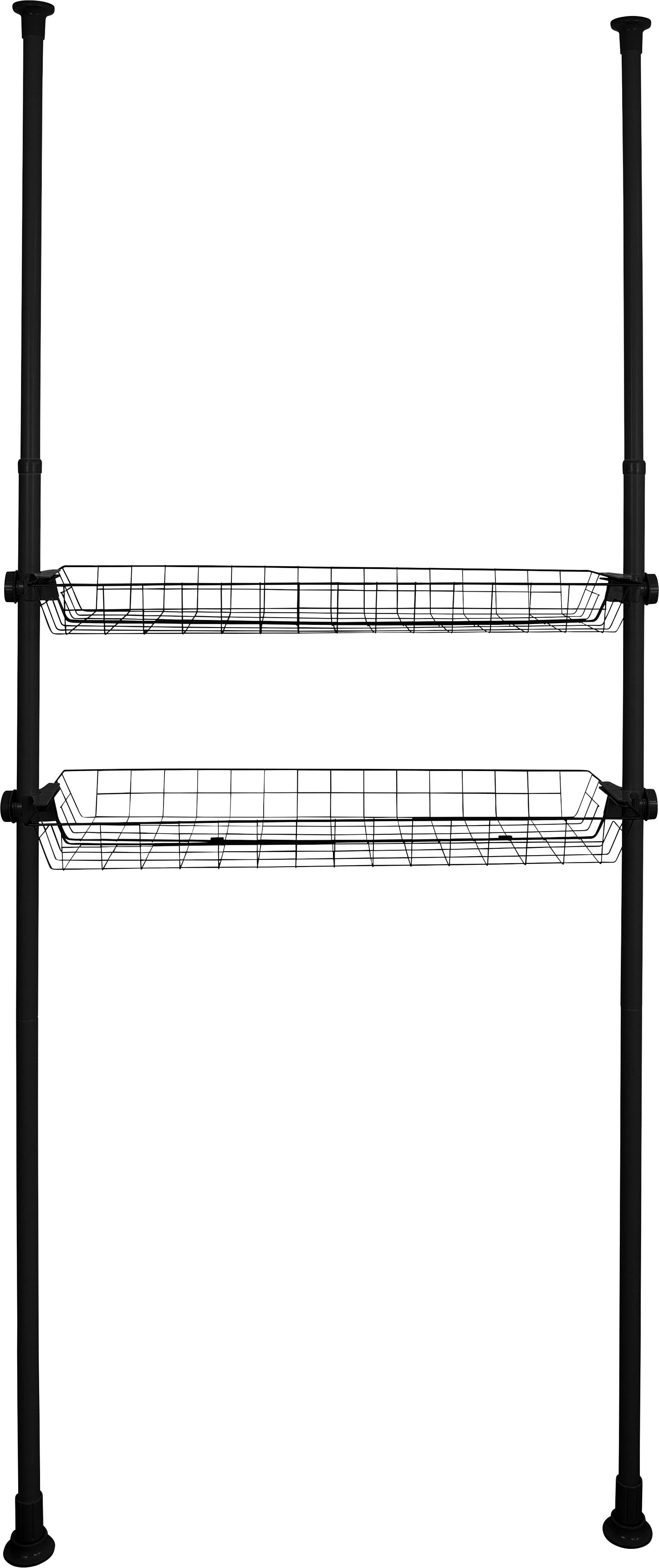 Regalelement WENKO "Herkules", schwarz, B:94cm H:8cm T:38cm, ABS-Kunststoff, Polypropylen, Stahl, Regale, Teleskopregal, 2er Set, Passend zum Teleskop-System Herkules