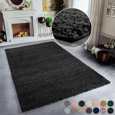 Hochflor-Teppich MY HOME "Shaggy 30" Gr. 4, grau (anthrazit), B:160cm H:30mm L:230cm, Kunstfaser, Teppiche, Teppich, Uni Farben, besonders weich und kuschelig, Kundenliebling Image