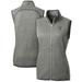 Women's Cutter & Buck Heather Gray Las Vegas Raiders Throwback Logo Mainsail Basic Sweater Knit Fleece Full-Zip Vest