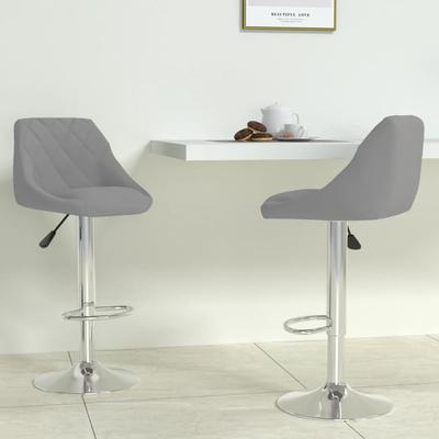 vidaXL Bar Stool 2 pcs Light Grey Velvet