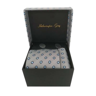 Tie And Cufflinks Grey And Blue Spot