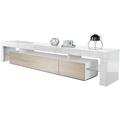 Vladon - Armoire basse Meuble Table tv Etagère Lima en Blanc mat- haute brillance - Façades en